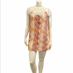 Hint of Mint Embroidered Lace Neckline Dress